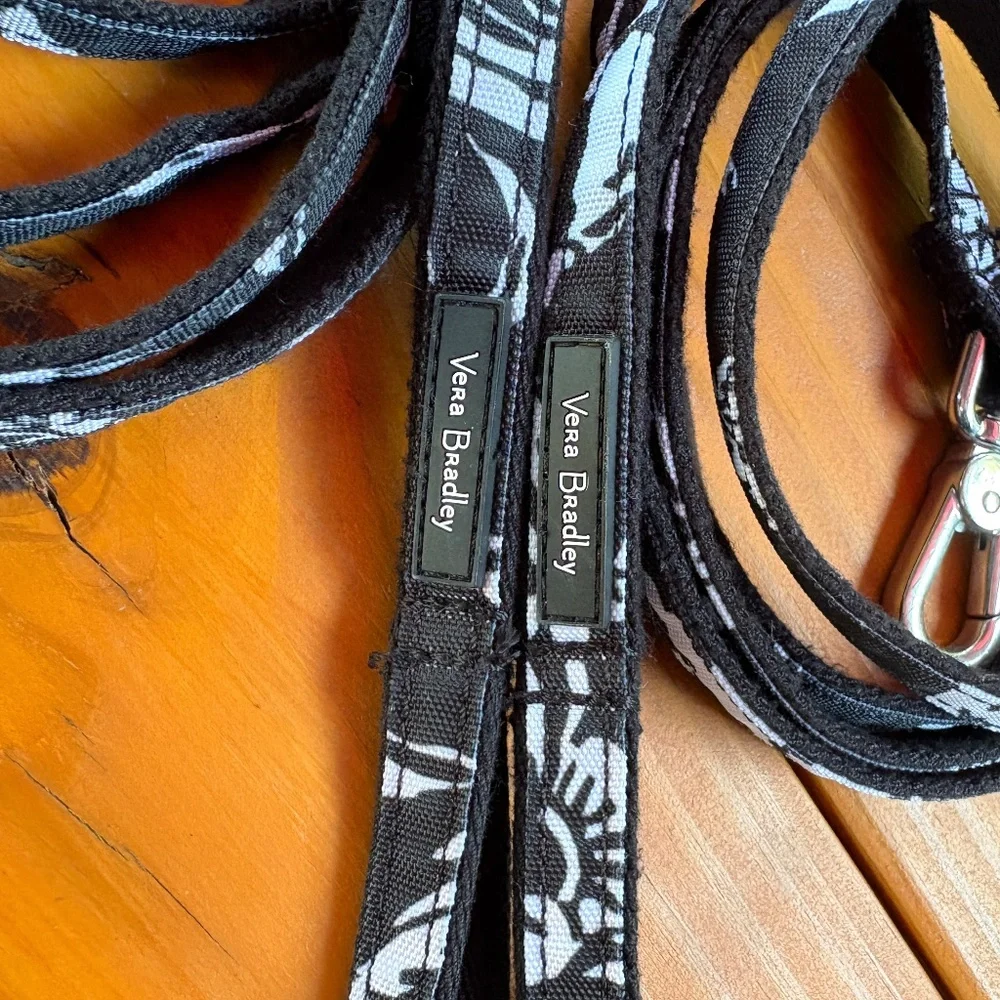 2 Vera Bradley Dog Leashes Size Small, Glass Vines Print, Black and White